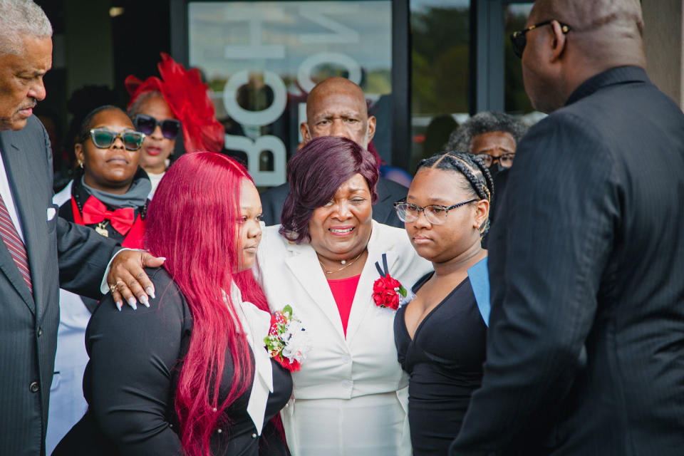 Image: Dexter Wade's funeral with Rev Al Sharpton  (Ashleigh Coleman for NBC News)