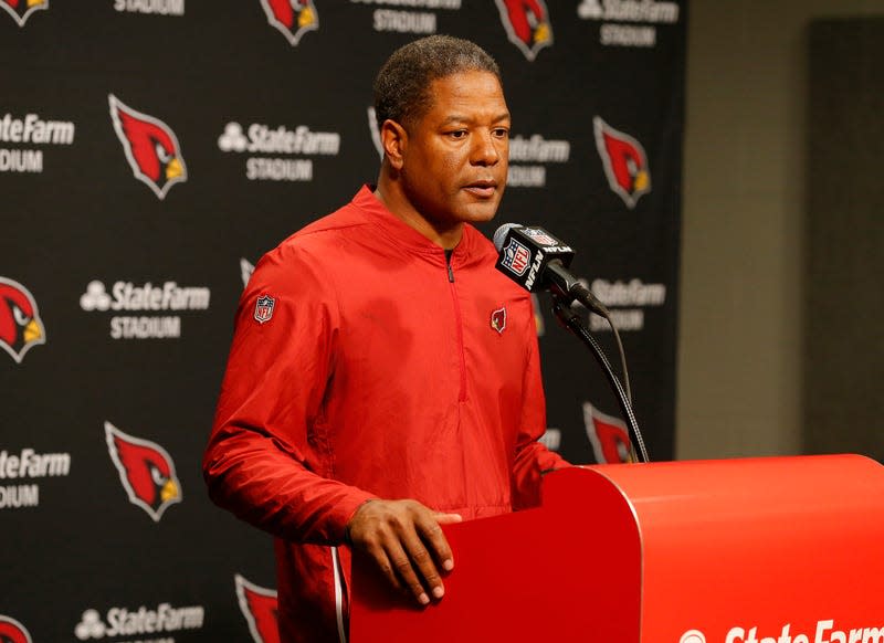 Arizona Cardinals head coach Steve Wilks speaks after an NFL football game against the Los Angeles Rams, Sunday, Dec. 23, 2018, in Glendale, Ariz. Two Black coaches joined Brian Flores on Thursday, April 7, 2022, in his lawsuit alleging racist hiring practices by the NFL toward coaches and general managers. The updated lawsuit in Manhattan federal court added coaches Steve Wilks and Ray Horton.