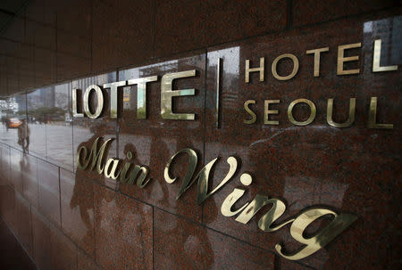 The logo of Lotte Hotel is seen at a Lotte Hotel in Seoul, South Korea, March 25, 2016. REUTERS/Kim Hong-Ji/File Photo