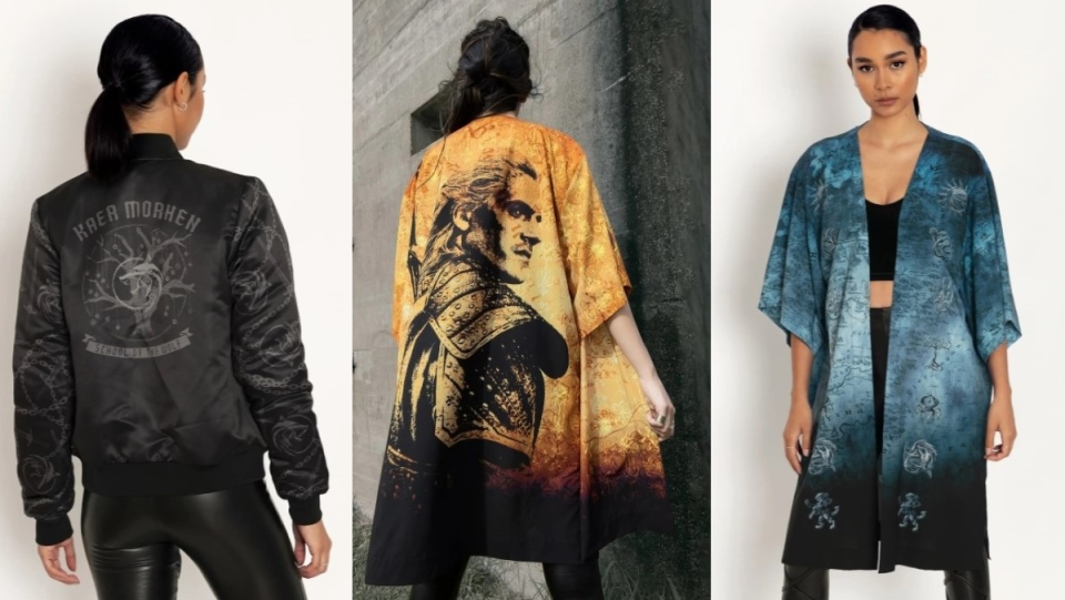 A jacket and two robes from The Witcher BlackMilk clothing collection