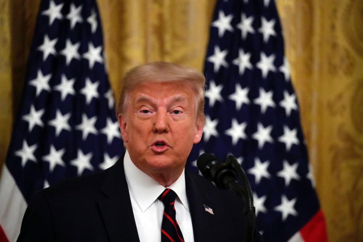 President Donald Trump speaks during a signing ceremony for "The Great American Outdoors Act," in the East Room of the White House, Tuesday, Aug. 4, 2020.