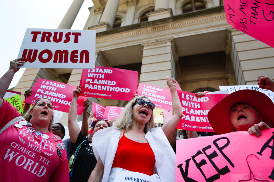 People in Atlanta protest against Georgia's six-week abortion ban in 2019. (Photo: Elijah Nouvelage via Getty Images)