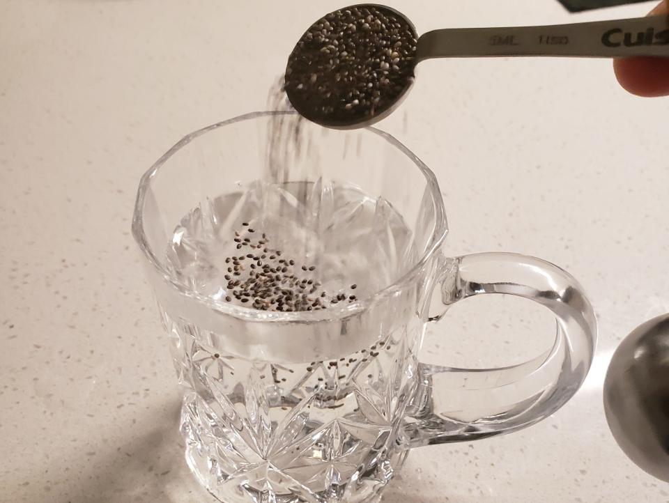 Chia seed pouring