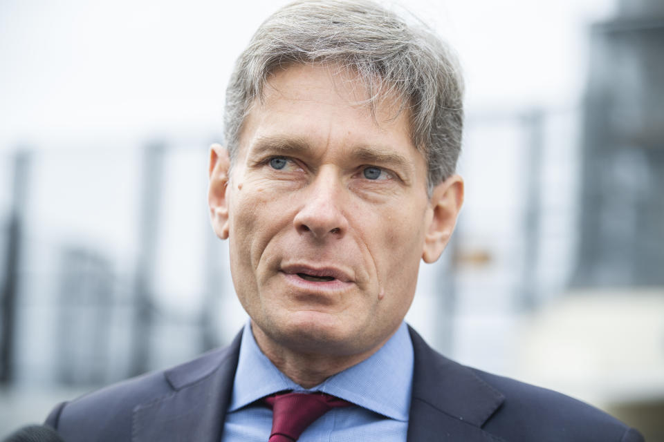 Rep. Tom Malinowski, D-N.J., is seen outside the Capitol  in 2019. (Tom Williams/CQ-Roll Call, Inc via Getty Images)