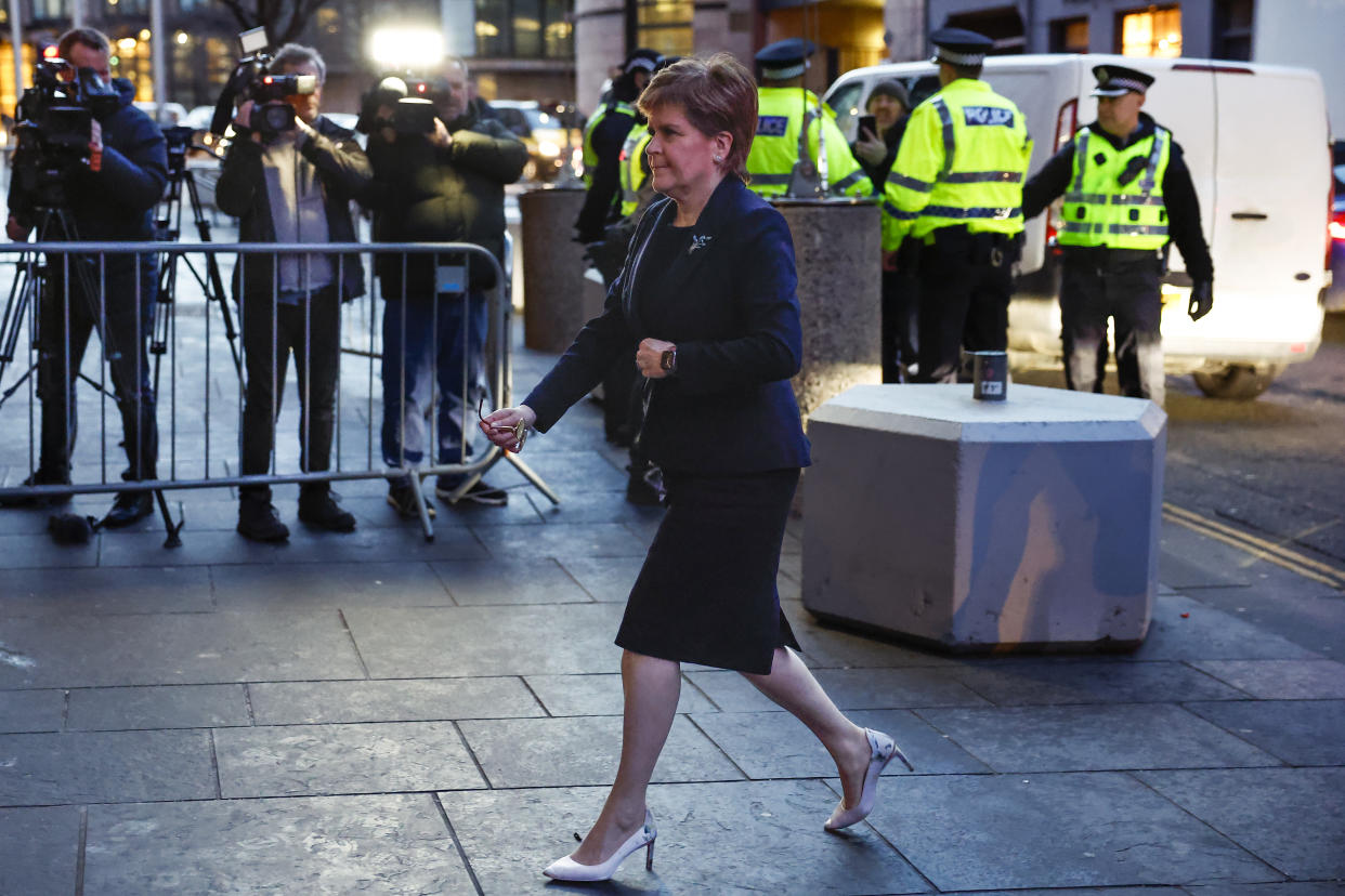 EDINBURGH, SCOTLAND - JANUARY 31: Former First Minister of Scotland Nicola Sturgeon arrives for the UK Covid inquiry at the Edinburgh International Conference Centre (EICC) on January 31, 2024 in Edinburgh, Scotland. Witness appearing today is former Scottish First Minister Nicola Sturgeon. The inquiry, separate from the Scottish Covid Inquiry, examines the UK's response to and impact of the Covid-19 pandemic, with Module 2a focusing on the Scottish Government's decision-making regarding the nature and spread of Covid-19. (Photo by Jeff J Mitchell/Getty Images)