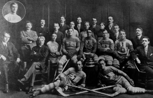 <b>Le plus grands nombre de buts</b> d’un seul joueur lors d’une partie: 7 contre Toronto par Joe Malone des Bulldogs de Québec, le 31 janvier 1920. <br> GettyImages