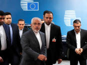 Iran's Foreign Minister Mohammad Javad Zarif arrives at the EU council in Brussels, Belgium May 15, 2018. REUTERS/Yves Herman