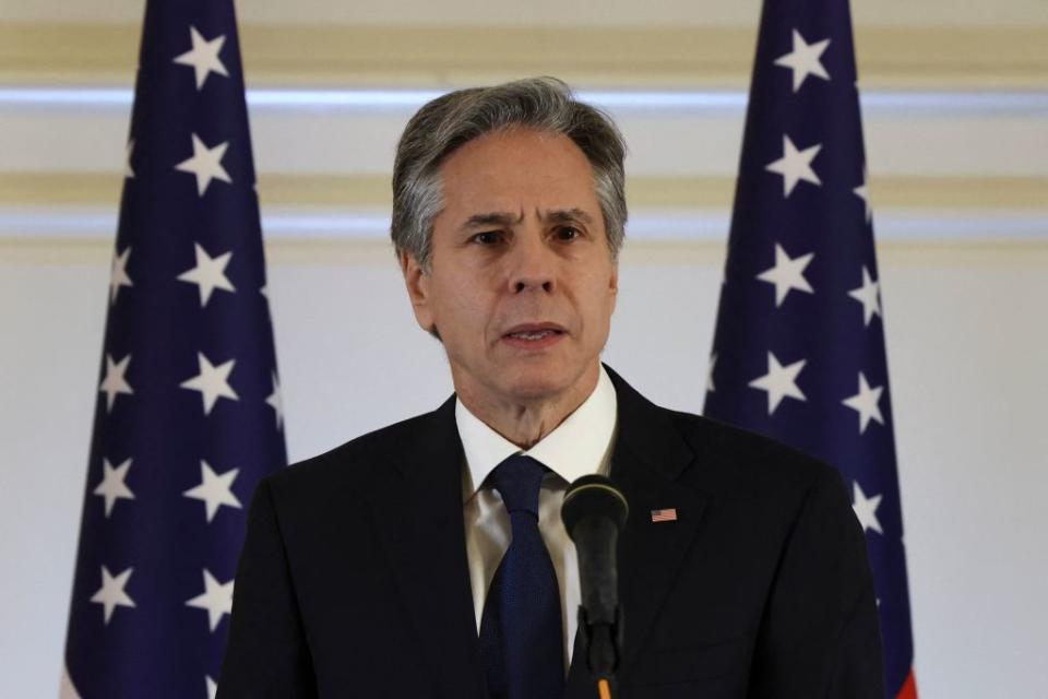 US Secretary of State Antony Blinken speaks during a press conference at the Waldorf Astoria in Jerusalem on Jan. 31, 2023.<span class="copyright">Ronaldo Schemidt–AFP/ Getty Images</span>