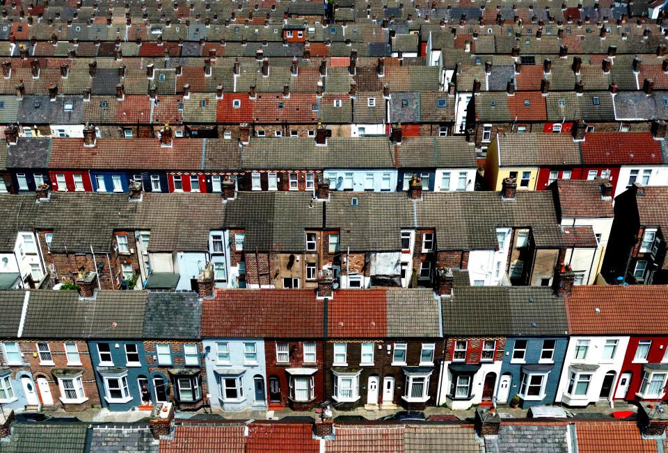 Terraced houses are seen in Liverpool, Merseyside, Britain.Building societies fared better than high street banks in a mortgage analysis done by Which? Photo: Carl Recine/Reuters