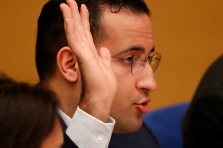 FILE PHOTO: Alexandre Benalla, French President Emmanuel Macron's former senior security officer, attends a French Senate hearing in Paris, January 21, 2019. REUTERS/Charles Platiau/File Photo