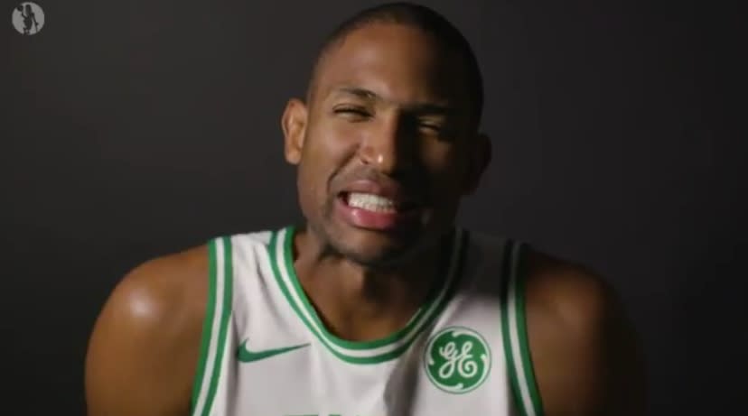 Al Horford tries and fails to do an accent in the Celtics’ promo video for their game in London. (Twitter/@Celtics)