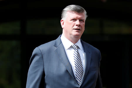 Defense attorney Kevin Downing leaves the U.S. District Courthouse as jury deliberations begin in former Trump campaign manager Paul Manafort's trial on bank and tax fraud charges stemming from Special Counsel Robert Mueller's investigation of Russia's role in the 2016 U.S. presidential election, in Alexandria, Virginia, U.S., August 16, 2018. REUTERS/Chris Wattie