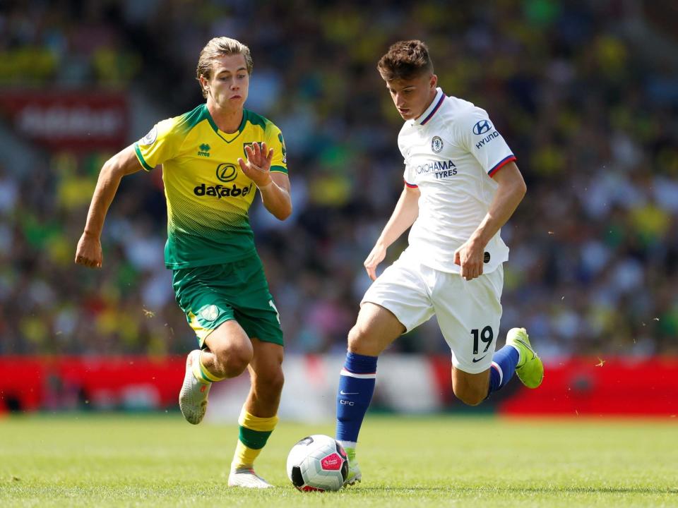 Chelsea's Mason Mount in action with Norwich City's Todd Cantwell: Reuters