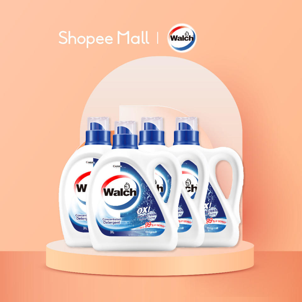 Walch® Anti-bacterial Concentrated Laundry Liquid Detergent 3L x 4 Bottles. (Photo: Shopee SG)