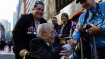 Veterans and family members march during the Anzac Day parade in Sydney. Source: Getty.