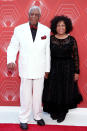 <p>Tony Honor recipient director Woodie King Jr. and his wife, Willie Mae Washington, smile on the red carpet. </p>