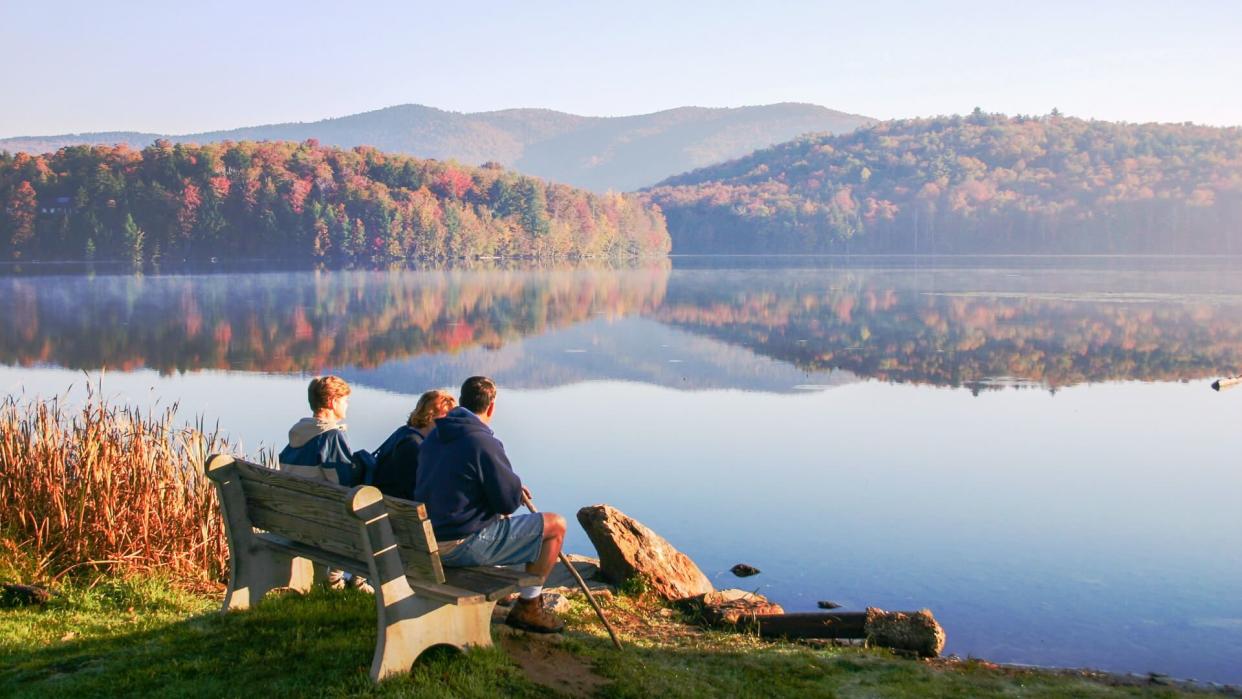 Taking a break at Kent Pond.