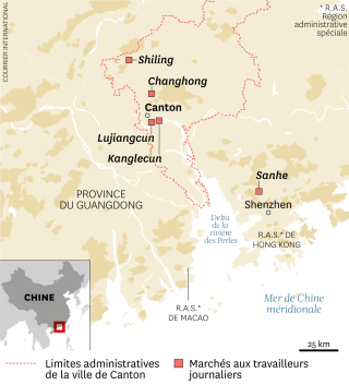 Les marchés aux travailleurs journaliers dans l’agglomération de Canton, en Chine.. COURRIER INTERNATIONAL