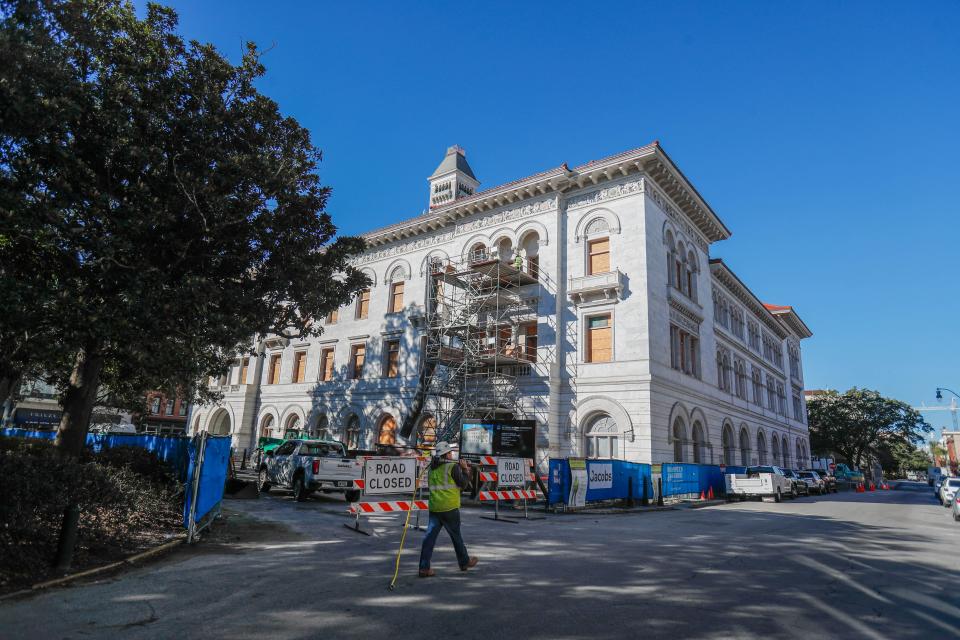 A portion of Bull Street around Wright Square and a lane of Whitaker Street have been impacted for several months due to a major remodel of the US Courthouse.