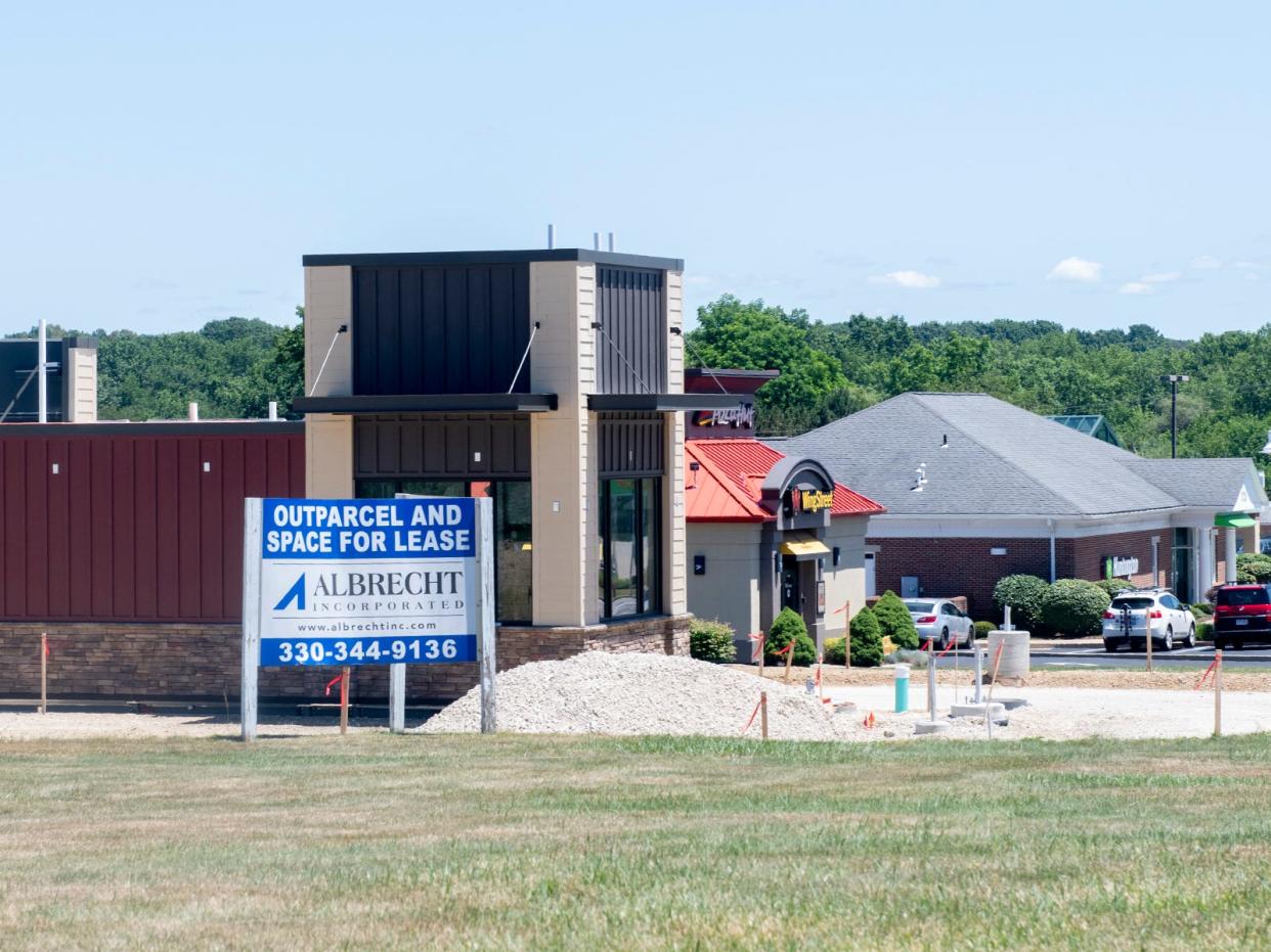 Building construction in the Acme plaza on S.R. 59 in Kent on Tuesday, June 28.