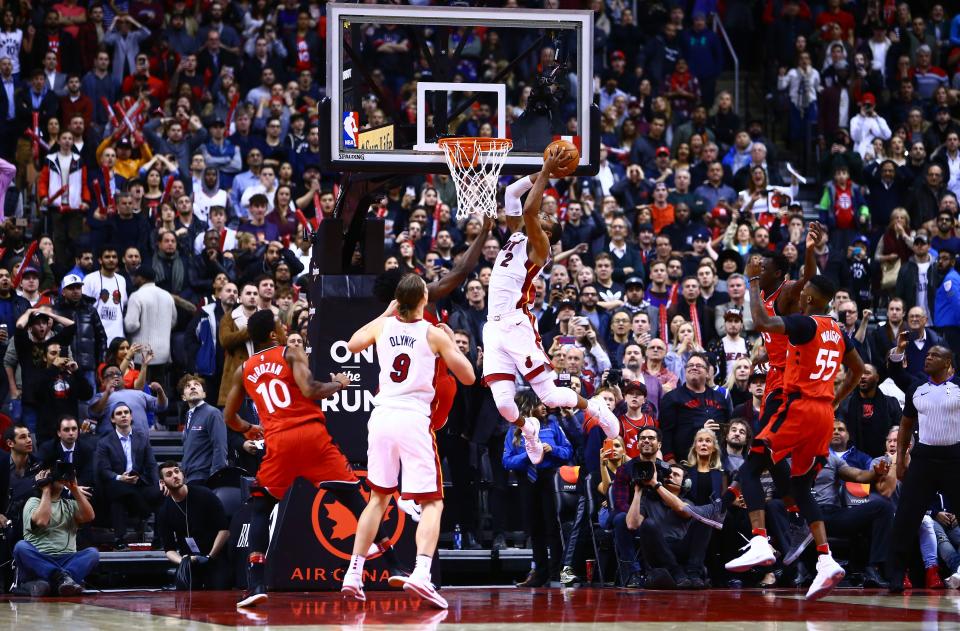 Wayne Ellington of the Miami Heat shoots the ball with seconds to go, giving Miami a thrilling win over the Toronto Raptors at Air Canada Centre. (Vaughn Ridley/Getty Images)