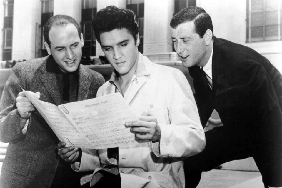 Jerry Leiber and Mike Stoller with Elvis Presley.