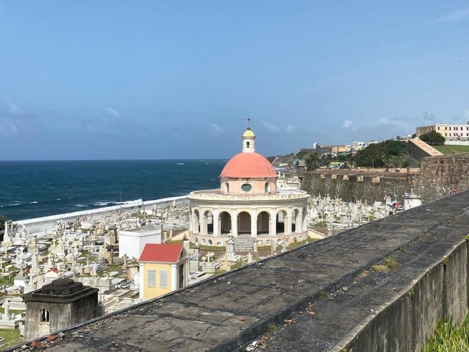 Buildings near the ocean in Old San Juan, Puerto Rico.