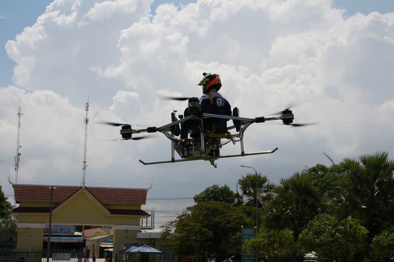 Cambodian students design a manned drone, in Phnom Penh