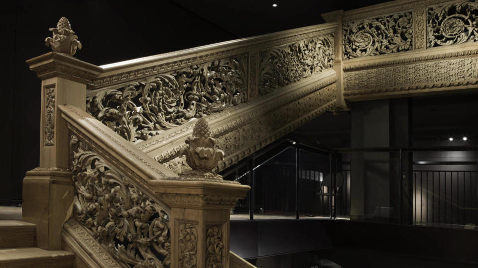 The Cassiobury staircase, originally built for a 17th century English mansion, and now on display at New York's Metropolitan Museum of Art. / Credit: CBS News