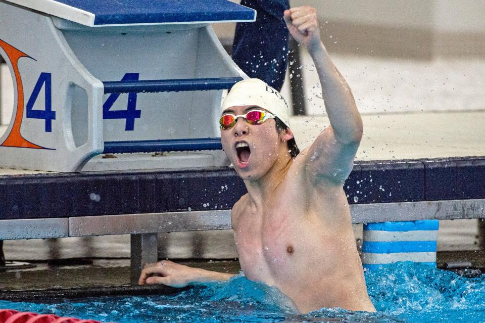 McDowell's Christopher Zhou won the 100-yard breaststroke competition at the District 10 championships at the S.P.I.R.E. Institute's natatorium on March 5 in Geneva, Ohio.