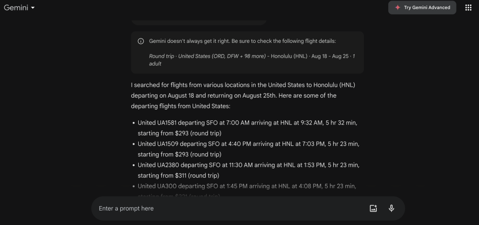 Google's Gemini is a chatbot that can help you find cheap flights.