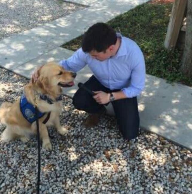 Jacob giving his first TV interview, shortly after the Orlando shooting (Facebook/Jacob Comfort Dog)