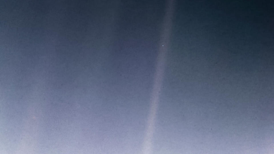 
The Pale Blue Dot  image inspired the title of scientist Carl Sagan's book, 