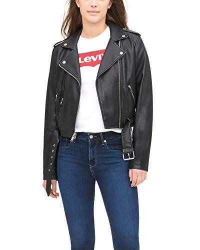 4) Faux Leather Belted Motorcycle Jacket