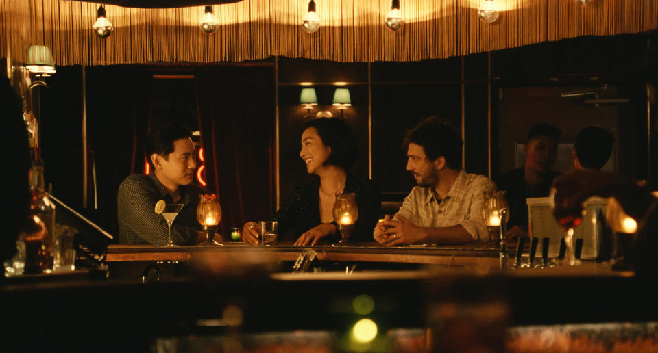 Teo Yoo, Greta Lee, and John Magaro in 'Past Lives.'