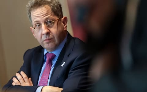 Former President of the Federal Office for the Protection of the Constitution Hans-Georg Maassen attends a campaigning event of the Christian Democratic Union (CDU) party prior to the federal state election in Saxony in Riesa, Germany, 08 August 2019.  - Credit: &nbsp;UWE MEINHOLD/EPA-EFE/REX