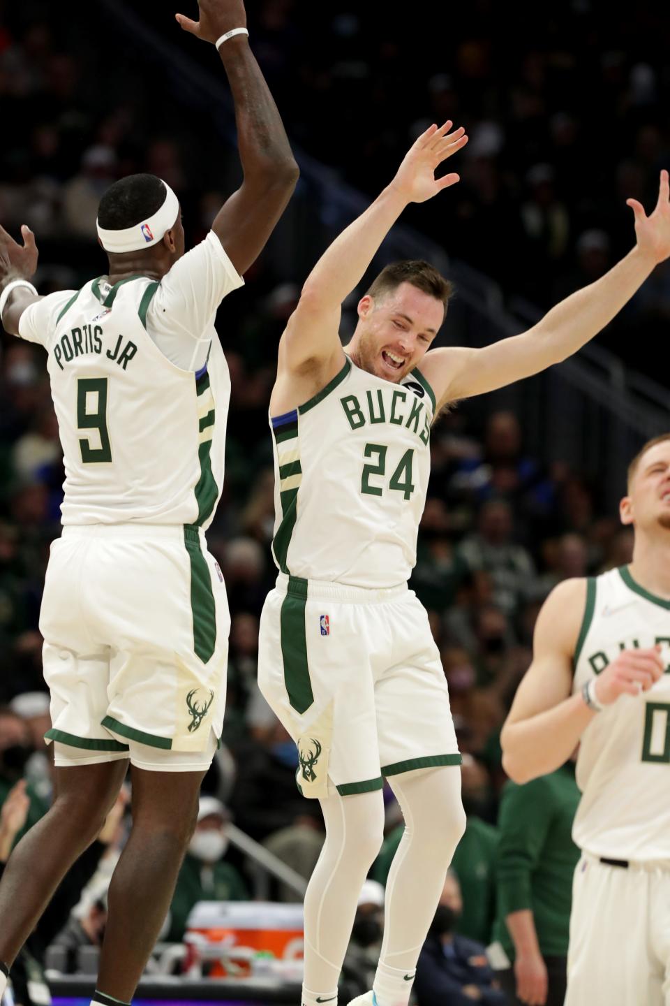 Pat Connaughton (24) and Bobby Portis (9) celebrated a lot of three pointers throughout the season. Connaughton shot 39.5% and Portis 39.3%.