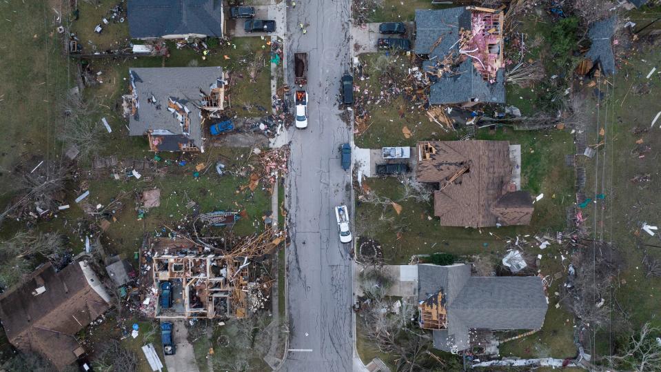 Destroyed homes are seen in the aftermath of a tornado in Round Rock on Tuesday (REUTERS)