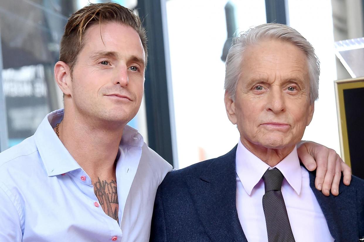 Cameron Douglas and Michael Douglas pose at the inauguration of Michael Douglas's star on the Hollywood Walk of Fame on 6 November, 2018 in Hollywood, California: Gregg DeGuire/Getty Images