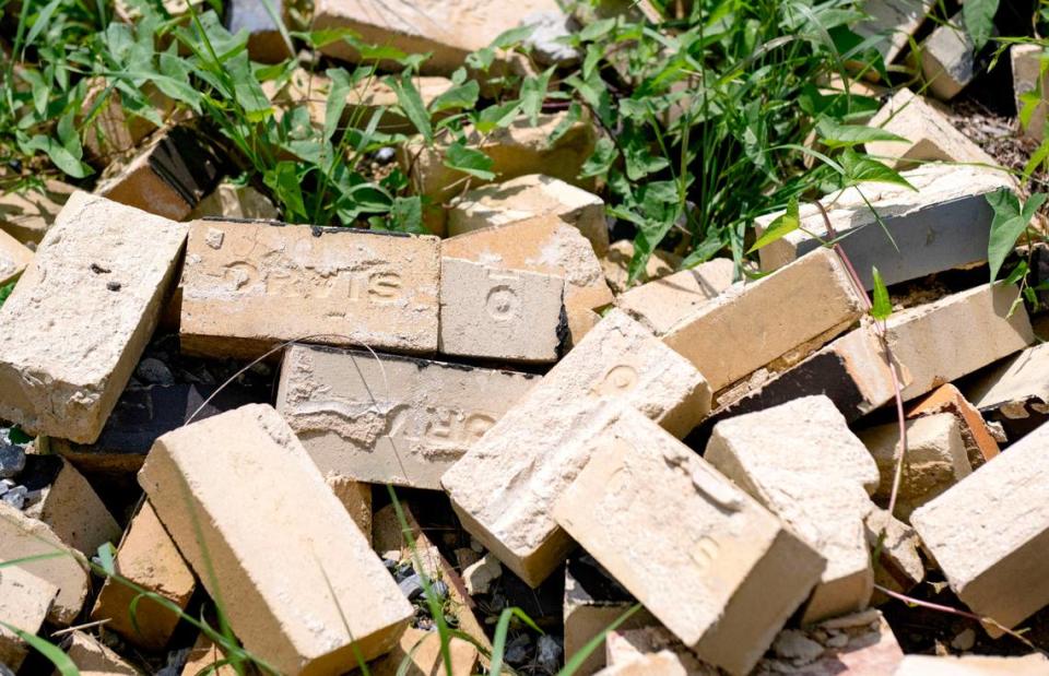 A pile of bricks are reminders of the brickyards in Orviston on Wednesday, July 3, 2024.