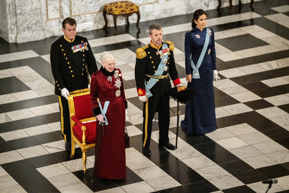 Queen Margrethe II with Prince Frederik and Princess Mary