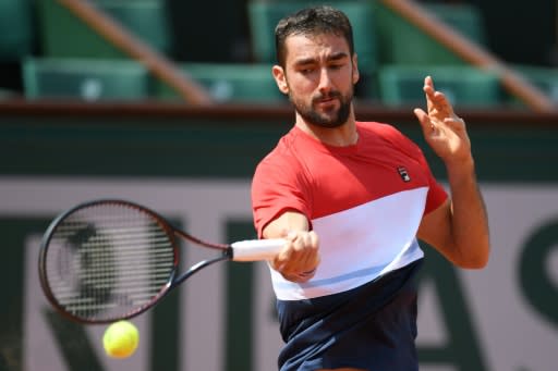 No problems: Croatia's Marin Cilic on his way to victory over Poland's Hubert Hurkacz on Thursday