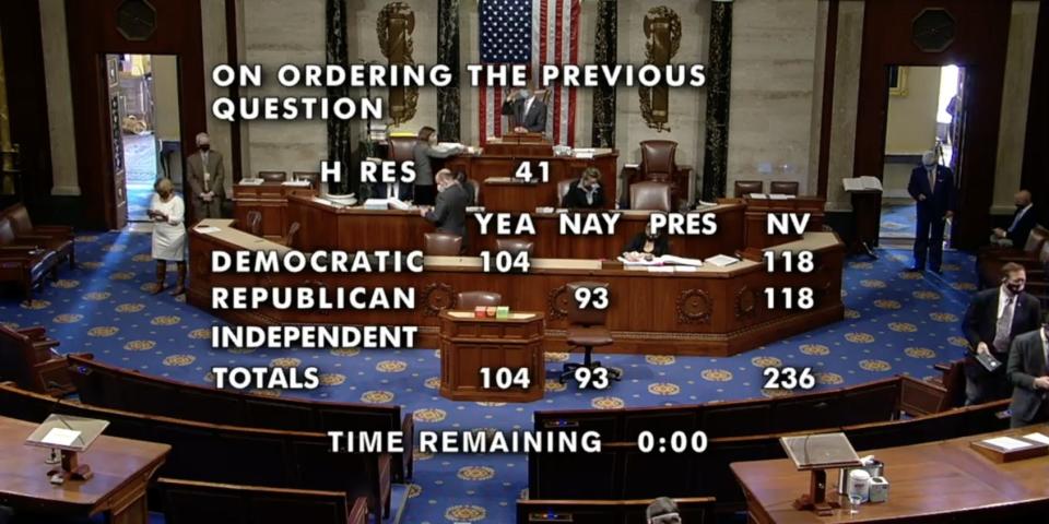 house vote on rules of impeachment articles
