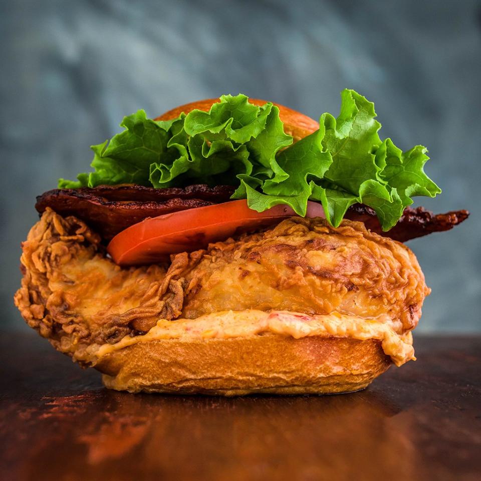 Fried Chicken Sandwich with Maple Bacon & Pimento Cheese