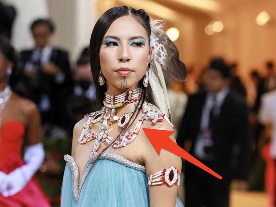 Quannah Chasinghorse wearing blue at the 2022 met gala