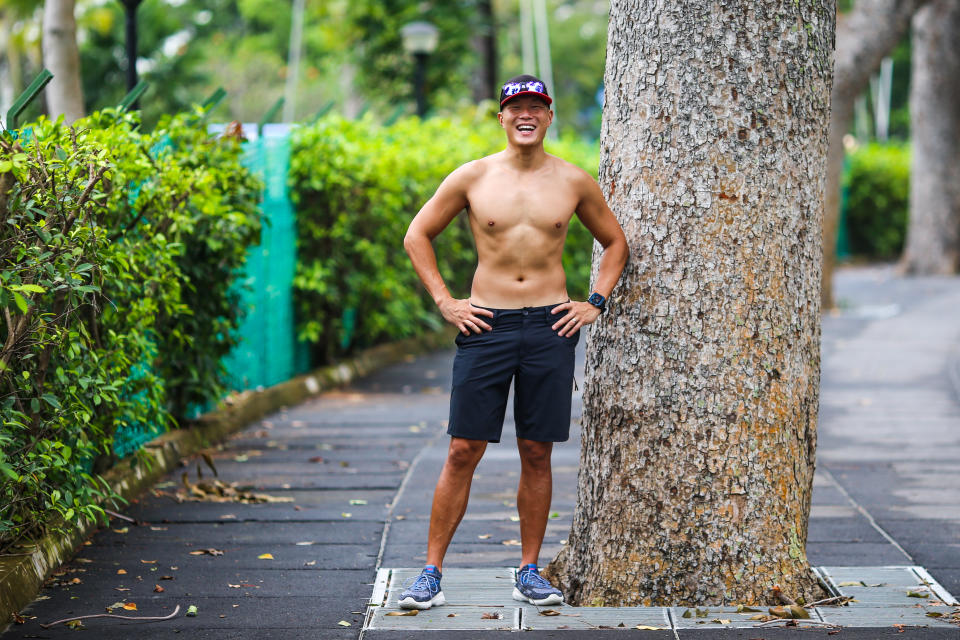 Arthur Tong took up multi-sport events in honour of his late colleague who trained him for his IPPT. (PHOTO: Cheryl Tay)