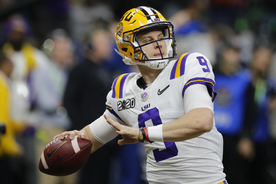 LSU quarterback Joe Burrow is likely to be the first pick of the draft. (AP Photo/Gerald Herbert)