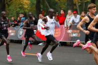 Eliud Kipchoge, the marathon world record holder from Kenya, attempts to run a marathon in under two hours in Vienna