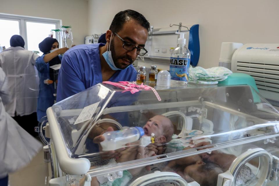 The premature babies were transferred to the United Arab Emirates Hospital in Rafah (Abed Rahim Khatib/Anadolu/Getty)