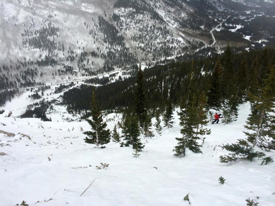This photo released by the Colorado Avalanche Information Center show the area of an avalanche that killed two skiers on Saturday, Feb. 15, 2014. Three other skiers were hospitalized following Saturday's avalanche near Leadville, Colo. Rescue crews found the two skiers' bodies Sunday Feb. 16, near Independence Pass, about 80 miles southwest of Denver, the Lake County Sheriff's Office said. (AP Photo/Colorado Avalanche Information Center)